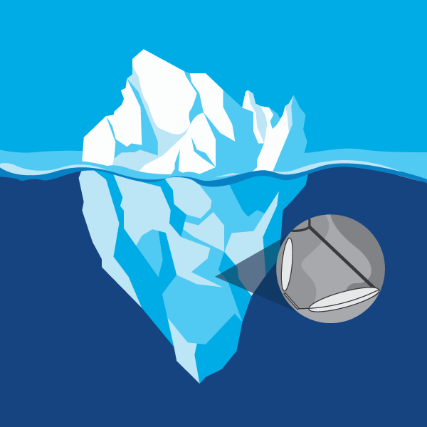 Illustration of microbes in an iceberg