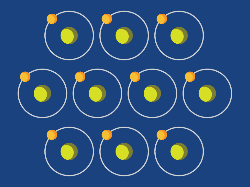 Illustration of 10 hydrogen atoms